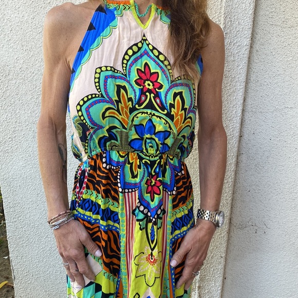 Anthropologie Flying Tomato vibrant colored beautiful bohemian style dress. - Picture 3 of 13